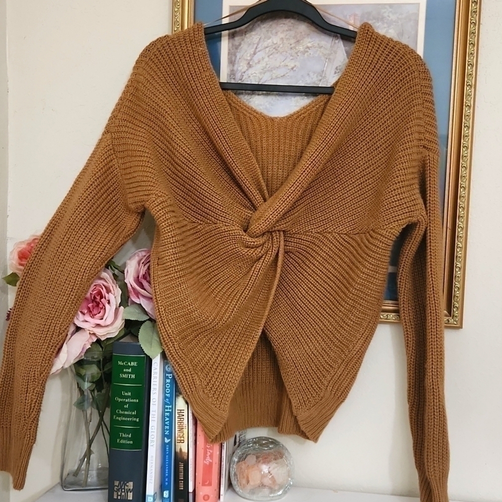 Chunky knit Back Wrap Scrunch Sweater High Low Size M Fashion Nova